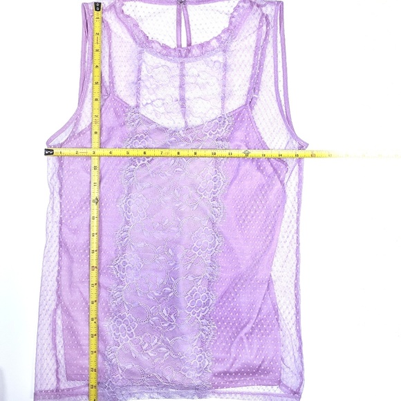 Express lavender lace high neck top with cami, S - Picture 6 of 6